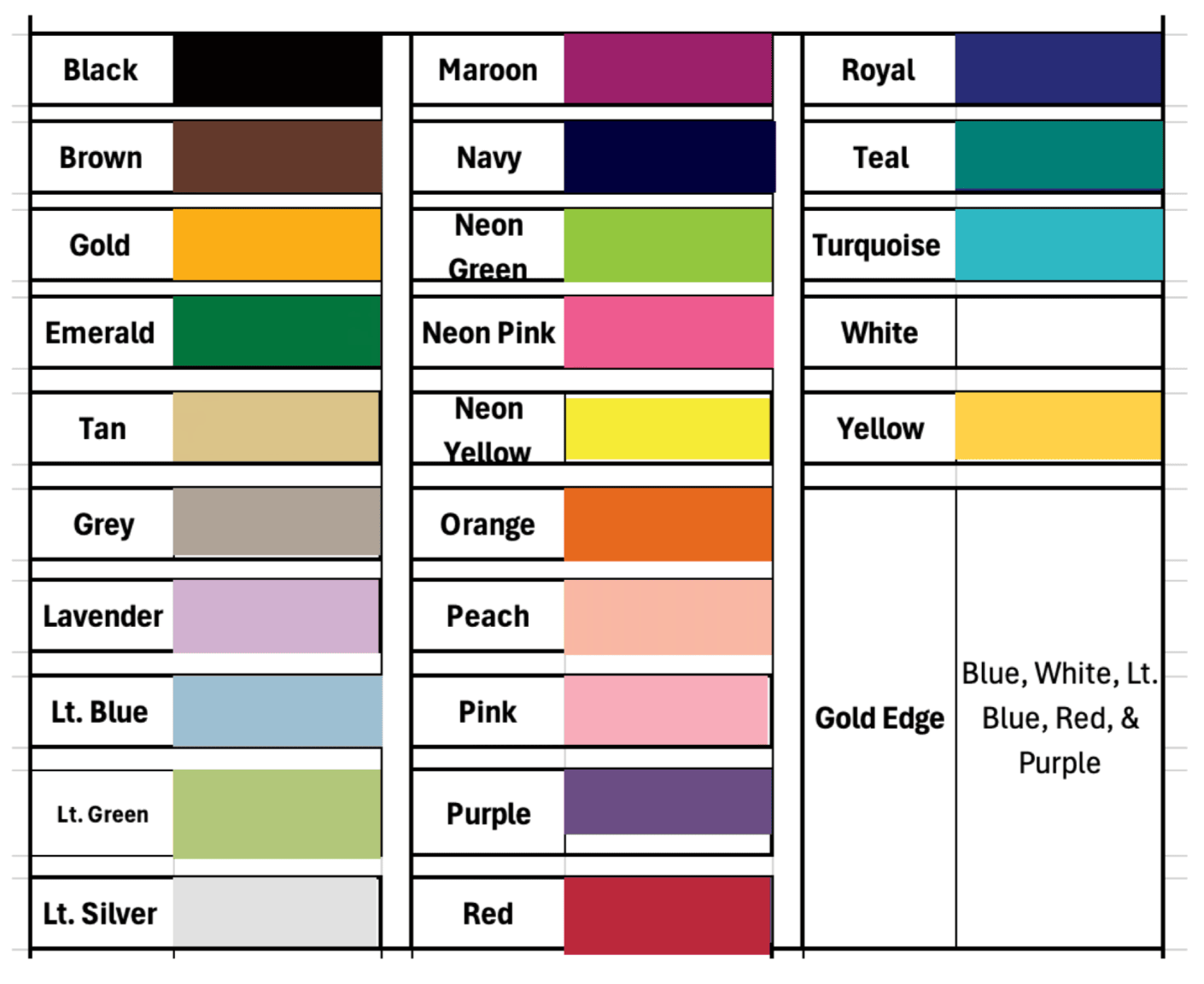 Ribbon Colors